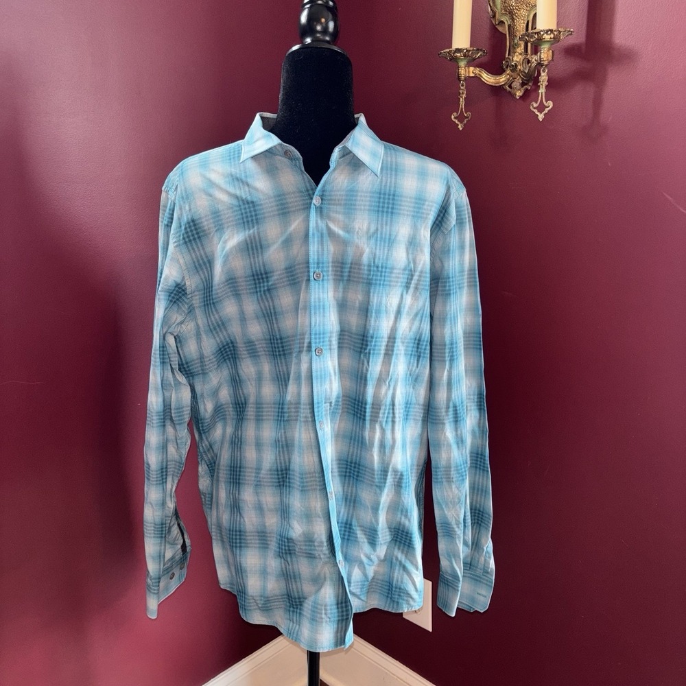 VTG Y2K 2000s Calvin Klein Button Up Plaid Long Sleeve Shirt Men Sz L